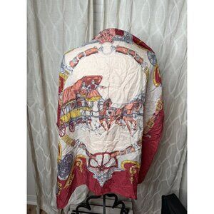 Vtg Wagon 100% Silk Horse Carriage Scarf Messageries Royales Postes hand rolled